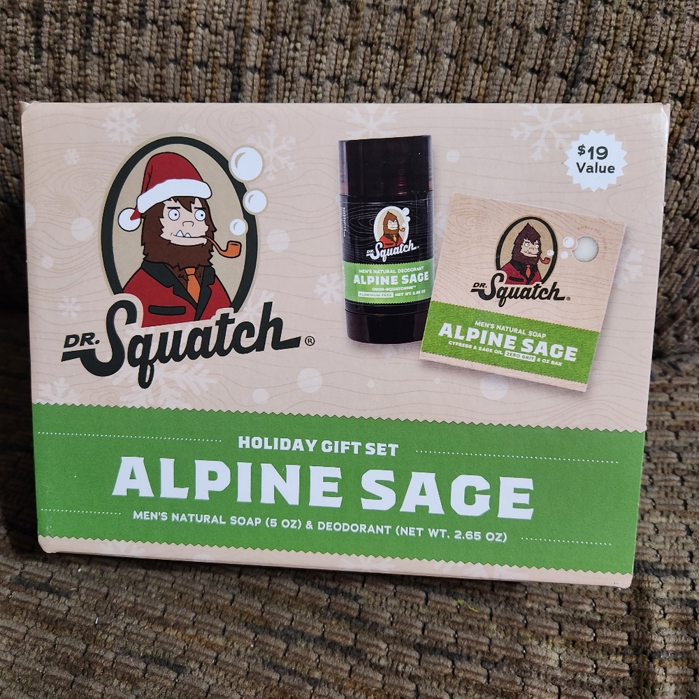 Dr Squatch Holiday Gift Set Alpine Sage Soap & Deodorant Natural Soap Set